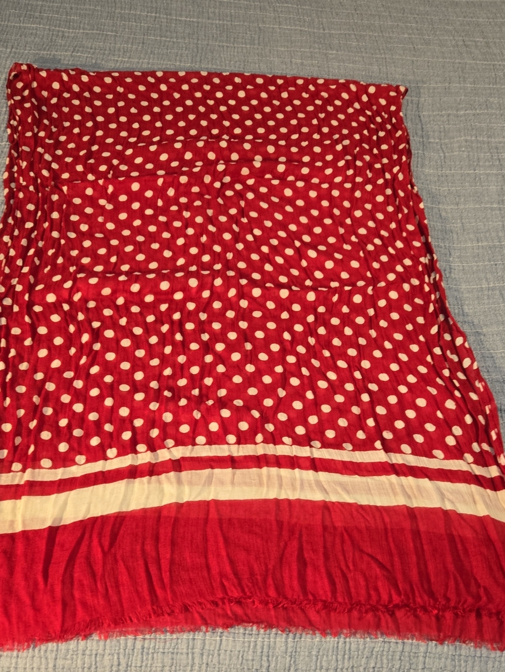 Vintage Red Polka Dot Scarf with White Accents